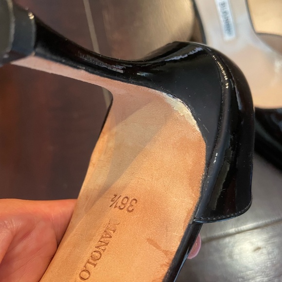 🔥 Manola Blahnik Patent Leather D'Orsay Pumps Heels (Authentic)~ Size 36 1/2 🔥 - Picture 13 of 15